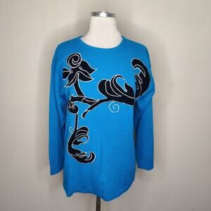 Vintage Hamells Sweater Lambswool Angora Floral Embroidered